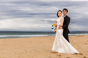 Destination Wedding Photo at Pacific Ocean Beach in Seadide, CA